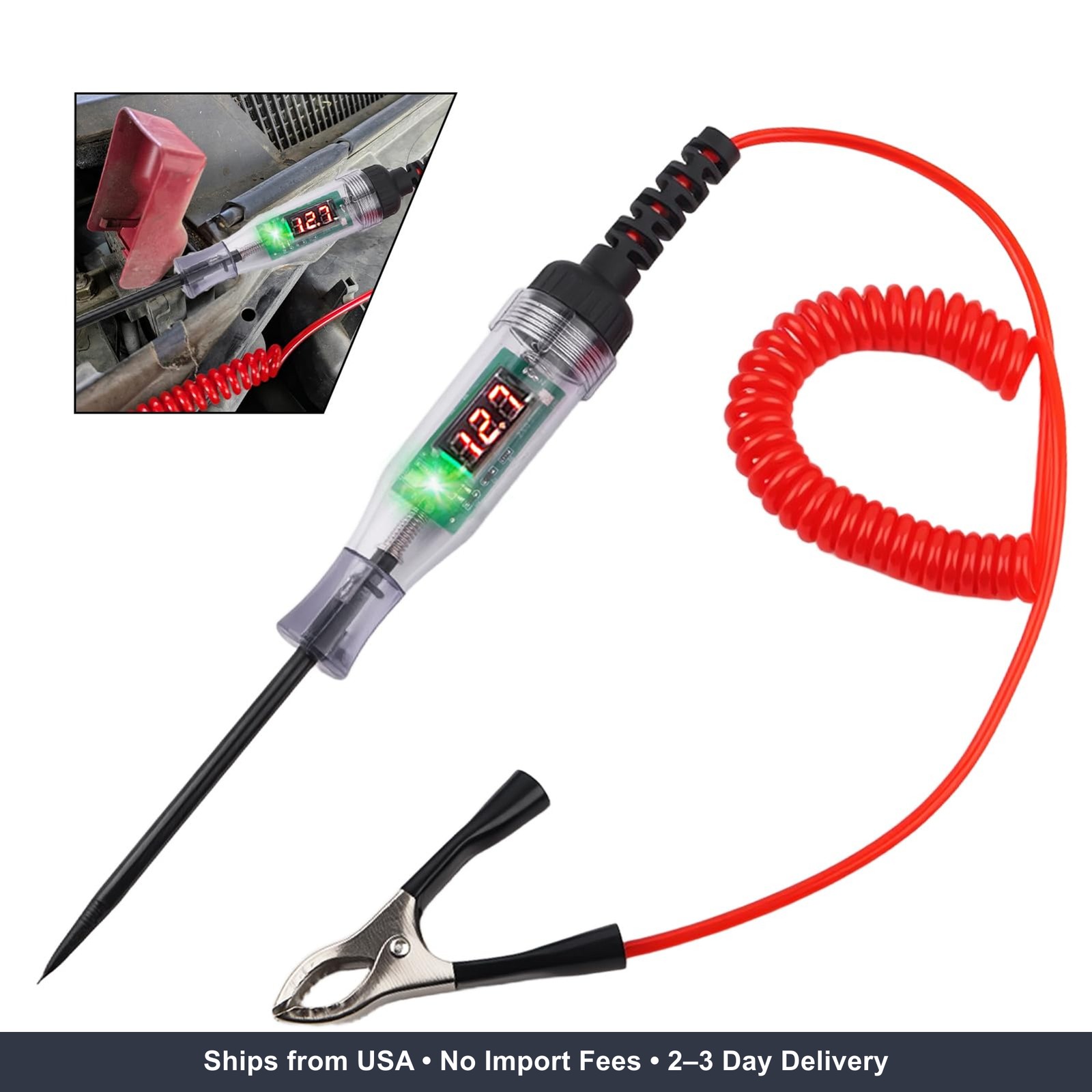 Heavy Duty 3-70V Automotive Test Light,Digital LED Relay Tester with 110 Inch Re
