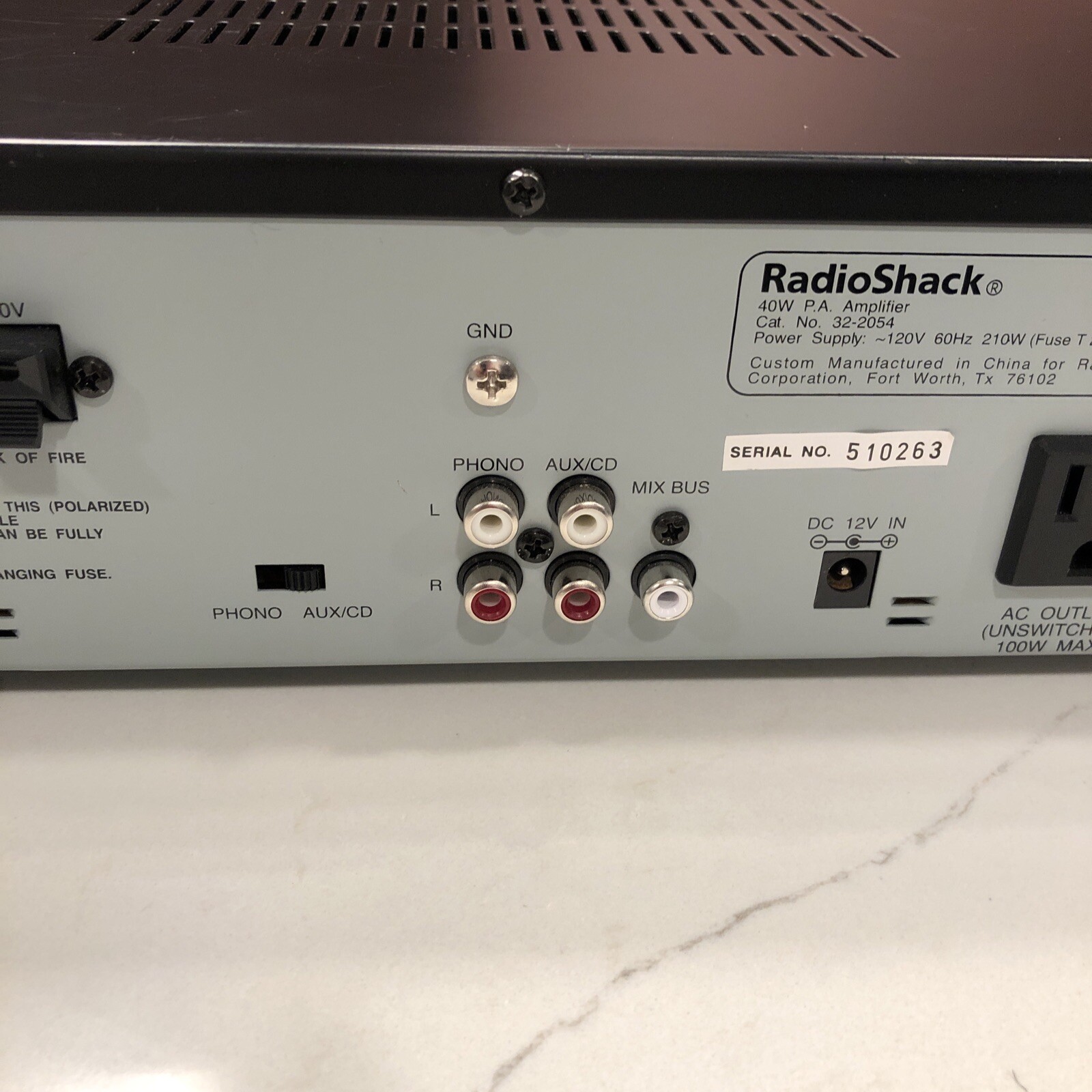 Radio Shack PA Amplifier 40 Watt Tone control 32-2054