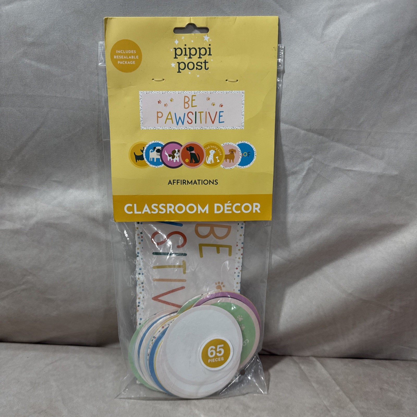 Pippi Post "Be PAWsitive" Classroom Affirmation Decor 65 Pieces NEW