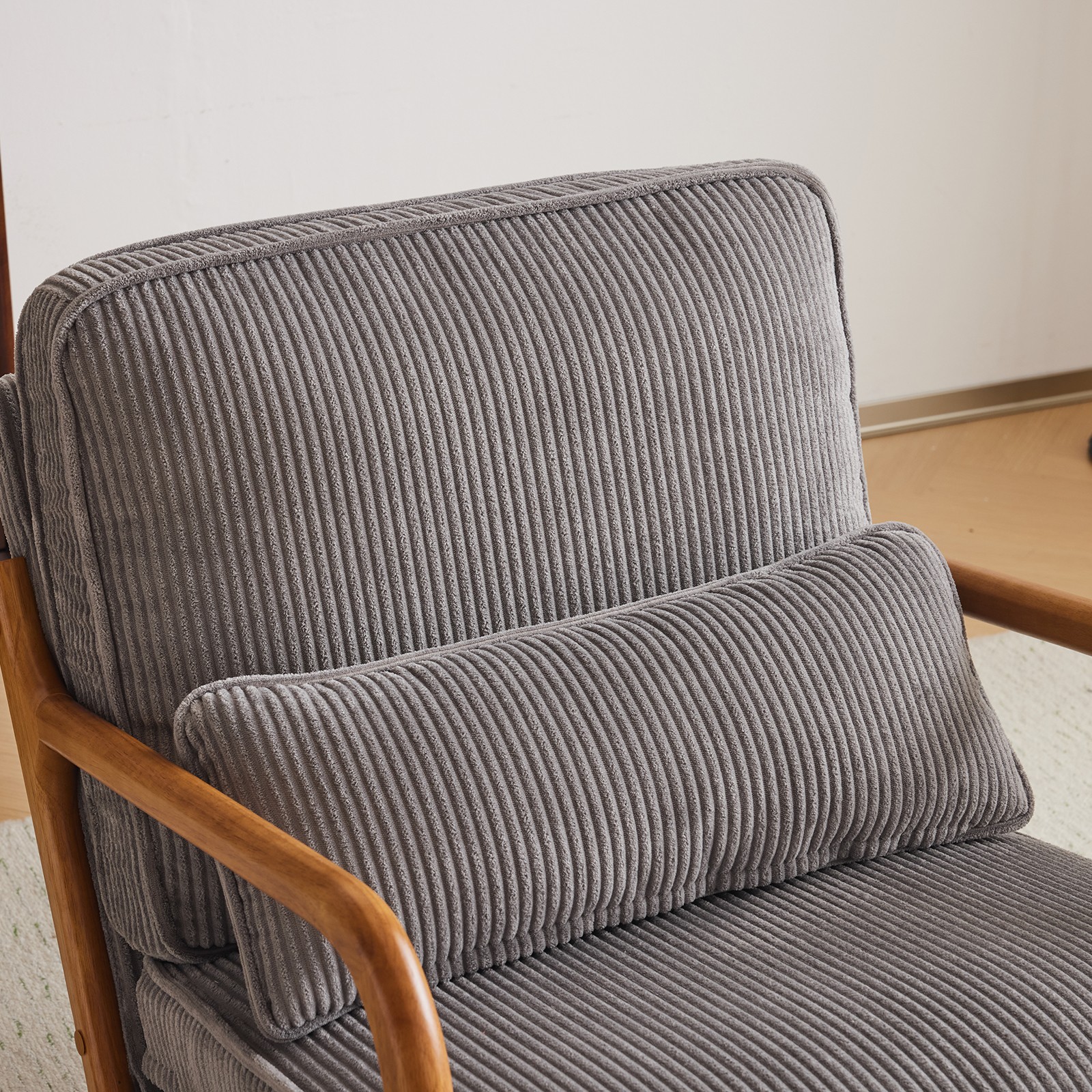 Light Gray Corduroy Upholstered Indoor Lounge Chair (330LBS Weight Capacity)