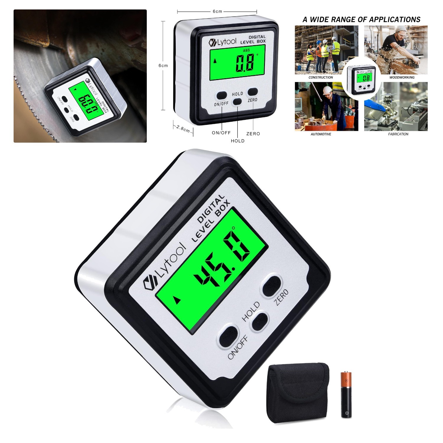 Precision Digital Angle Finder with Magnetic Base for Woodworking & Construction