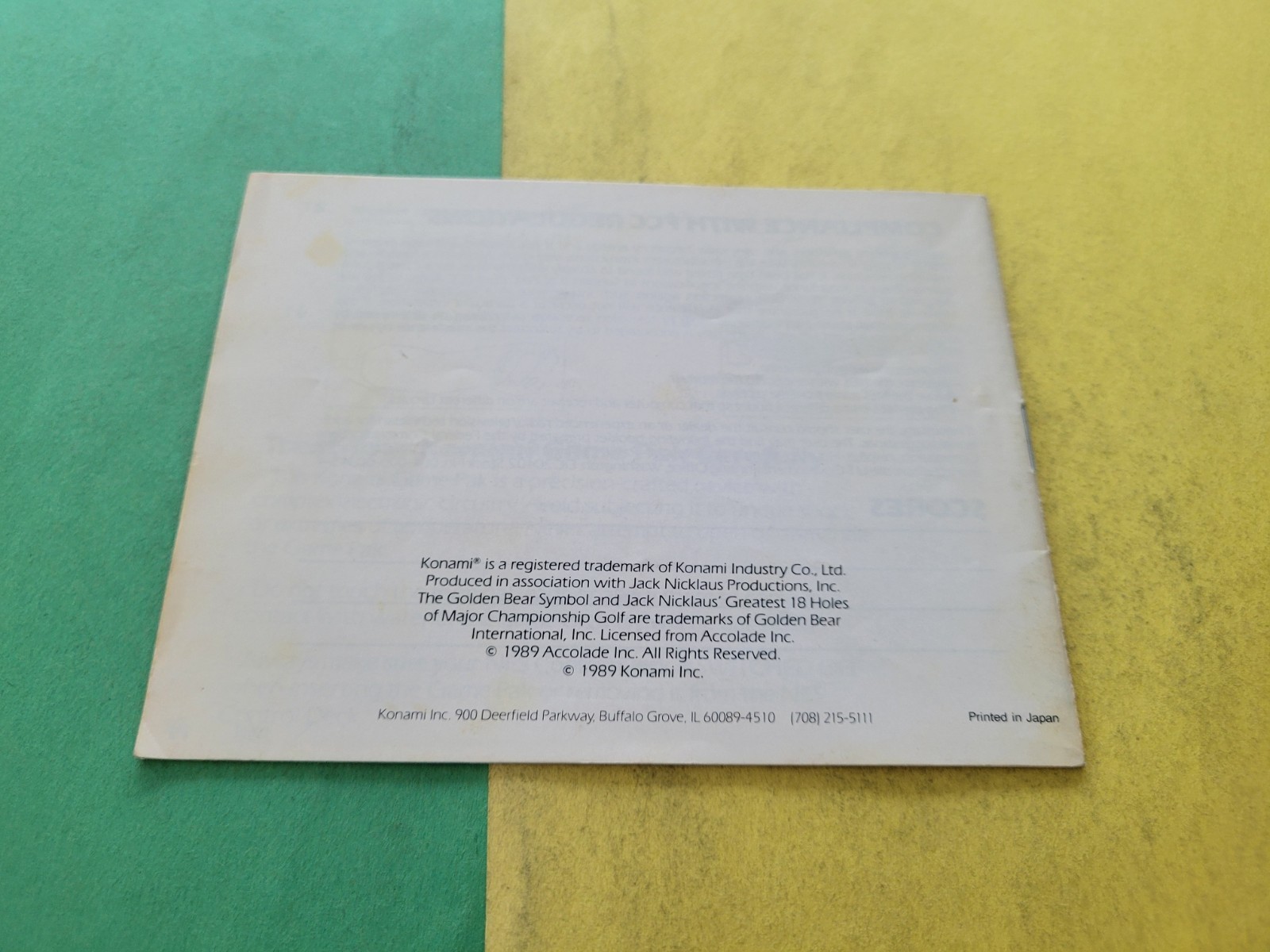 Nintendo NES Manual Only Jack Nicklaus NES
