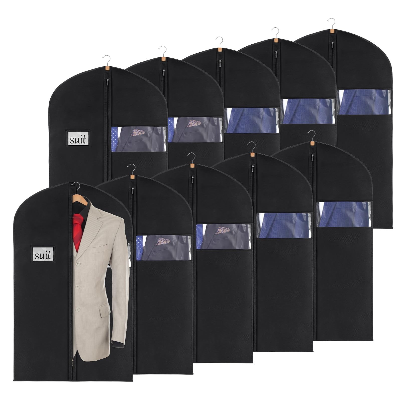 KEEGH 40" Suit Cover Bags for Men (Set of 10) Garment 40"-10pcs, Black