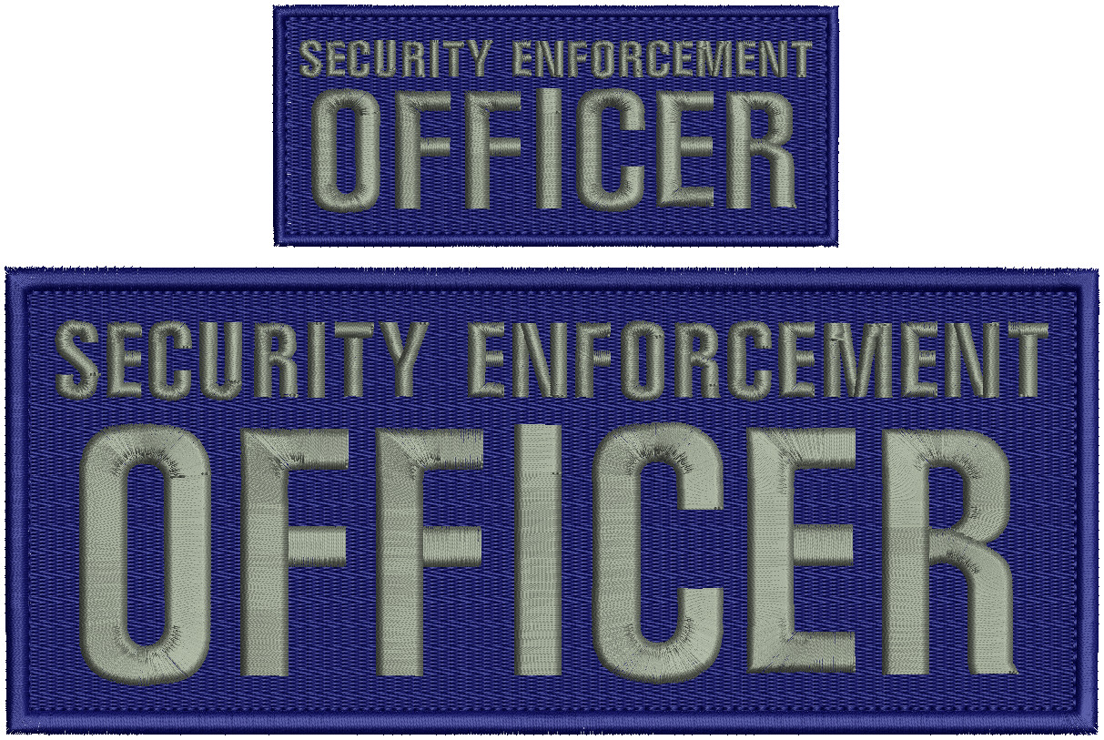 Security enforcement officer embroidery patch 4X10 and 2x5 hook Navy/grey
