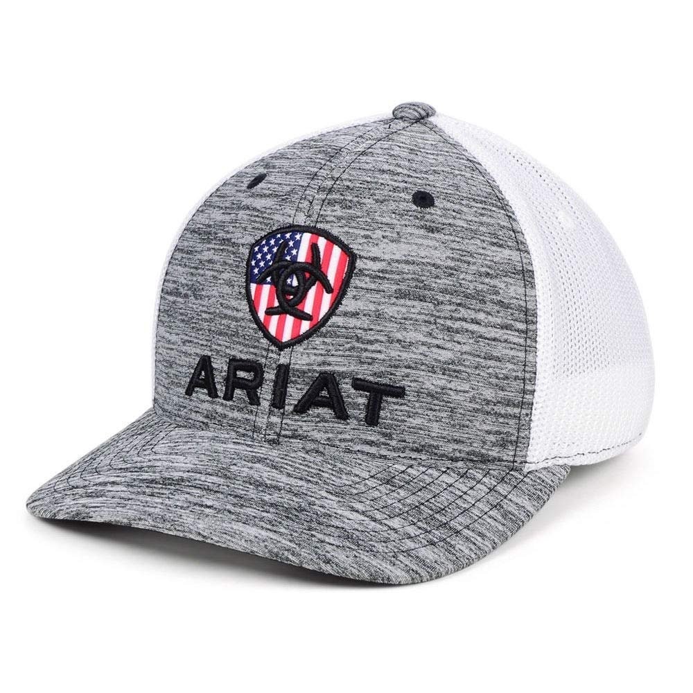 Ariat RWB Shield Logo Flexfit110 Snapback Cap Heather Grey/White One Size