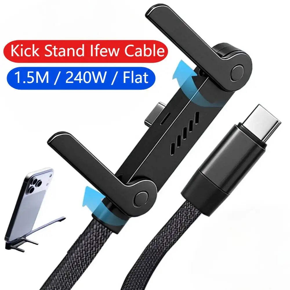 Quick Charge Flat Phone Charger Type C 240W Foldable Stand Fast Charging Kick Ca