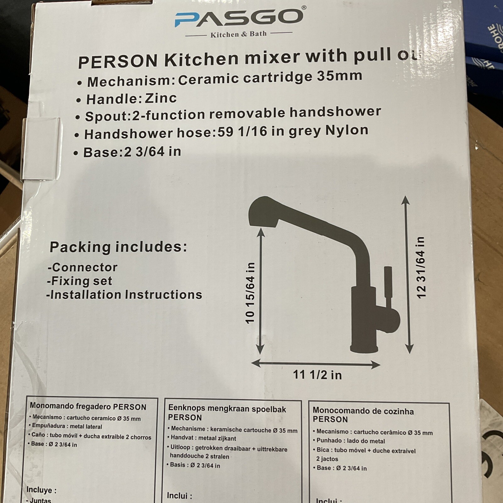 Kitchen Faucet Pulldown Brushed Nickel pasgo 3307Q $199