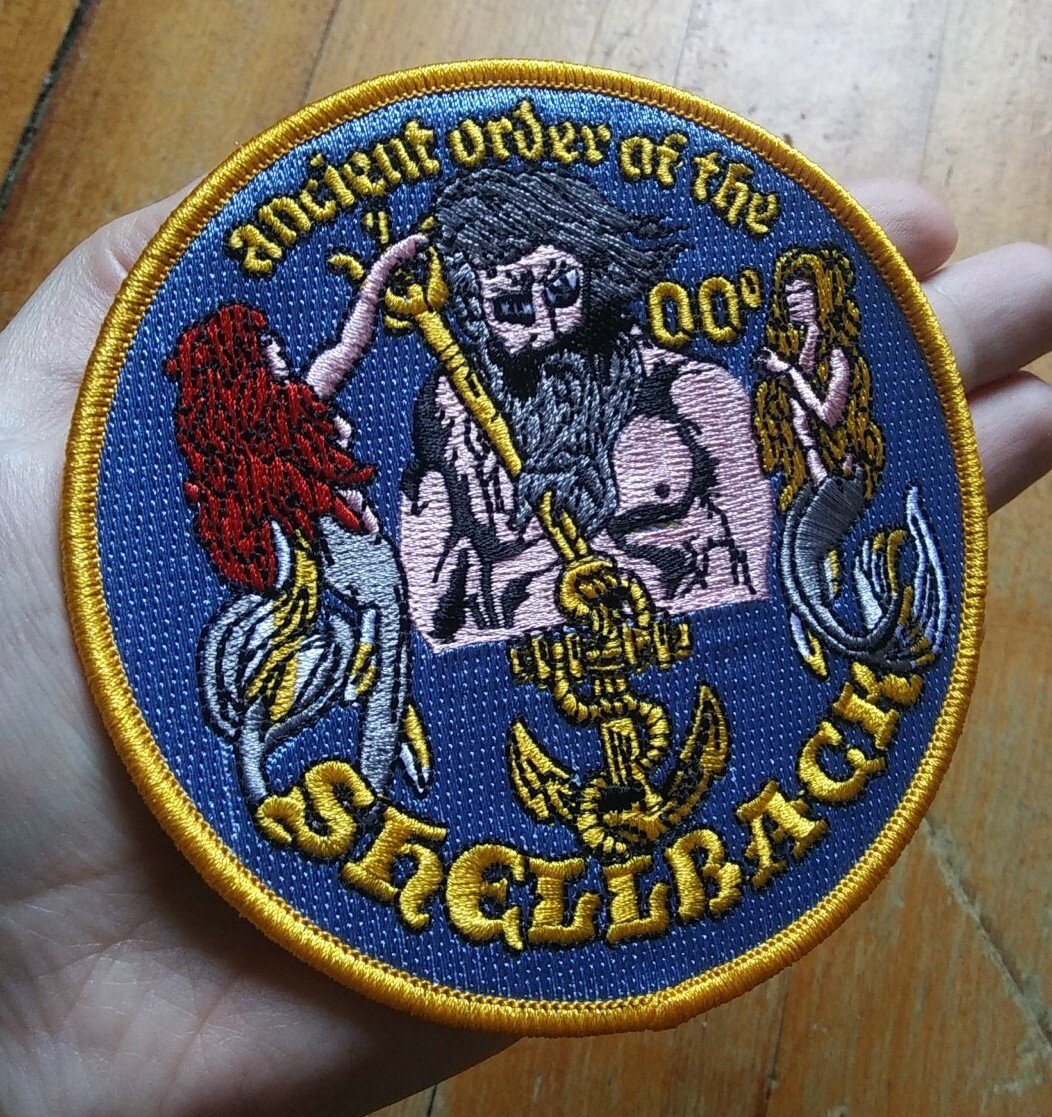 PATCH  Shellback King Neptune Embroidered Iron On Navy Collectors