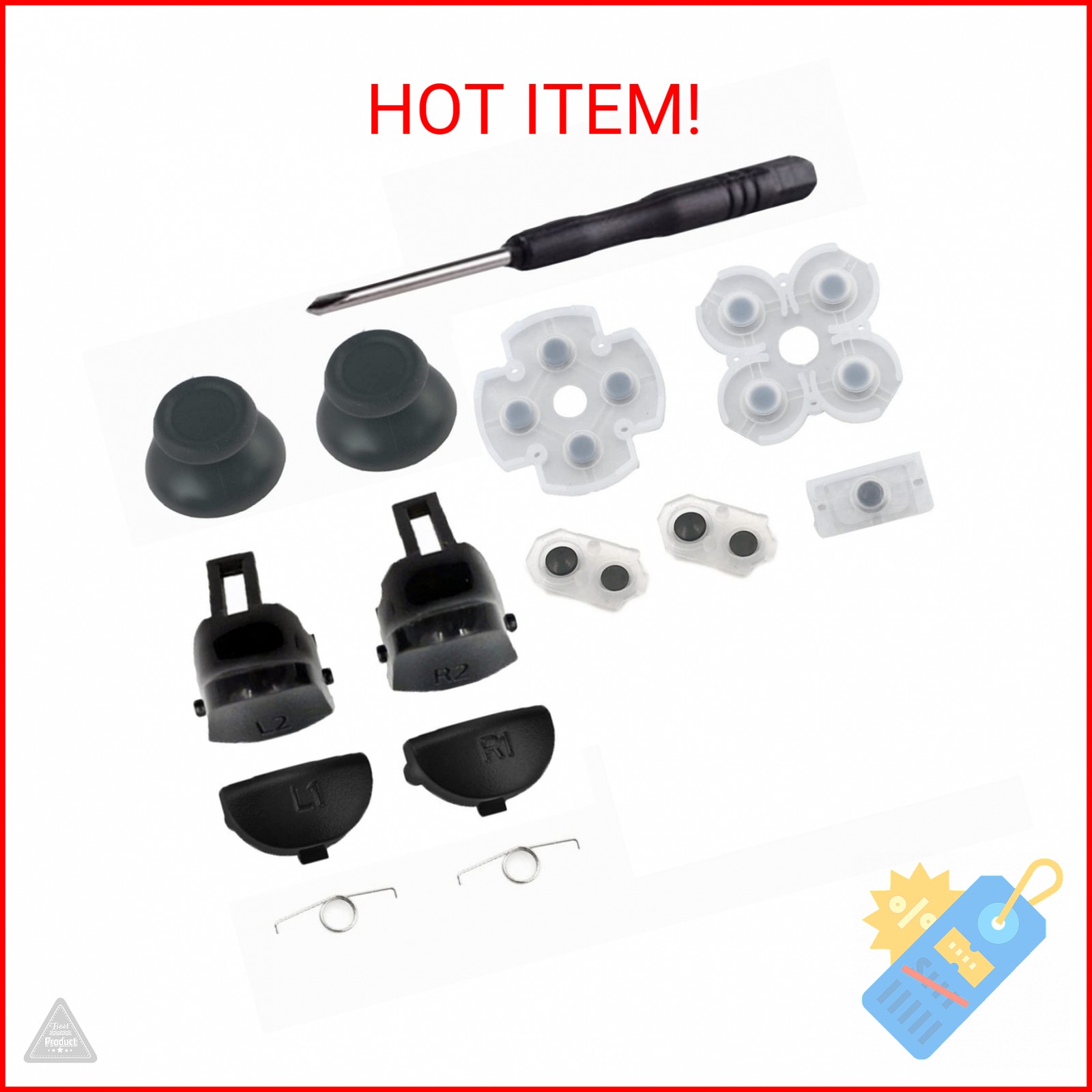 Replacement Controller L1 R1 L2 R2 Trigger Buttons with Rubber Pad for PS4 Contr