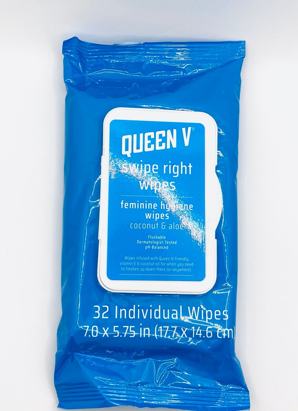 Queen V Swipe Right Feminine Hygiene Coconut Oil Aloe Flushable 32 Count
