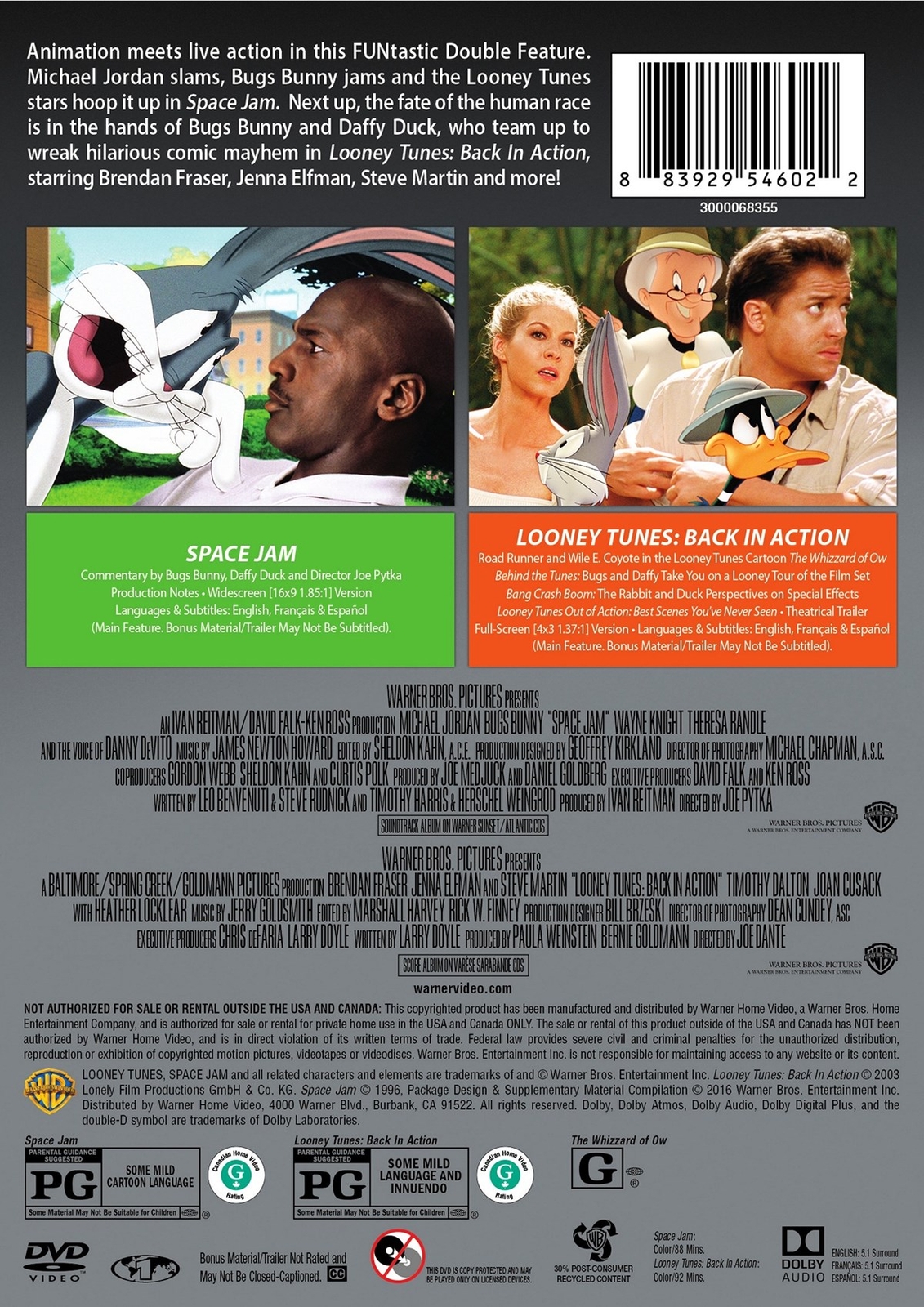 Space Jam / Looney Tunes Back in Action DVD NEW