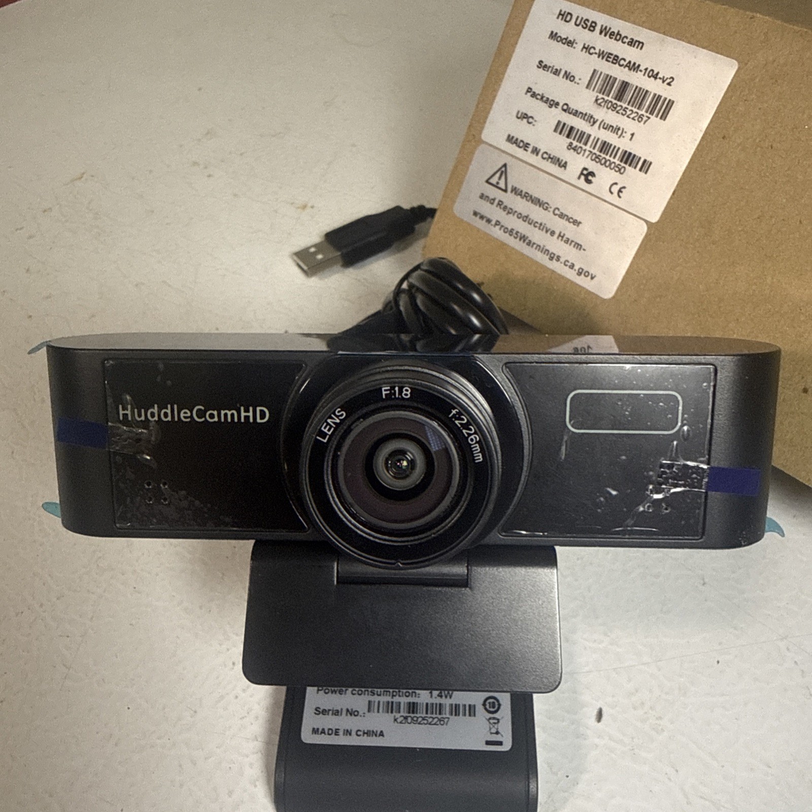 HuddleCamHD USB 2.0 Webcam -- 1080p Ultra-wide angle 2.1mm lens 120-degree FoV