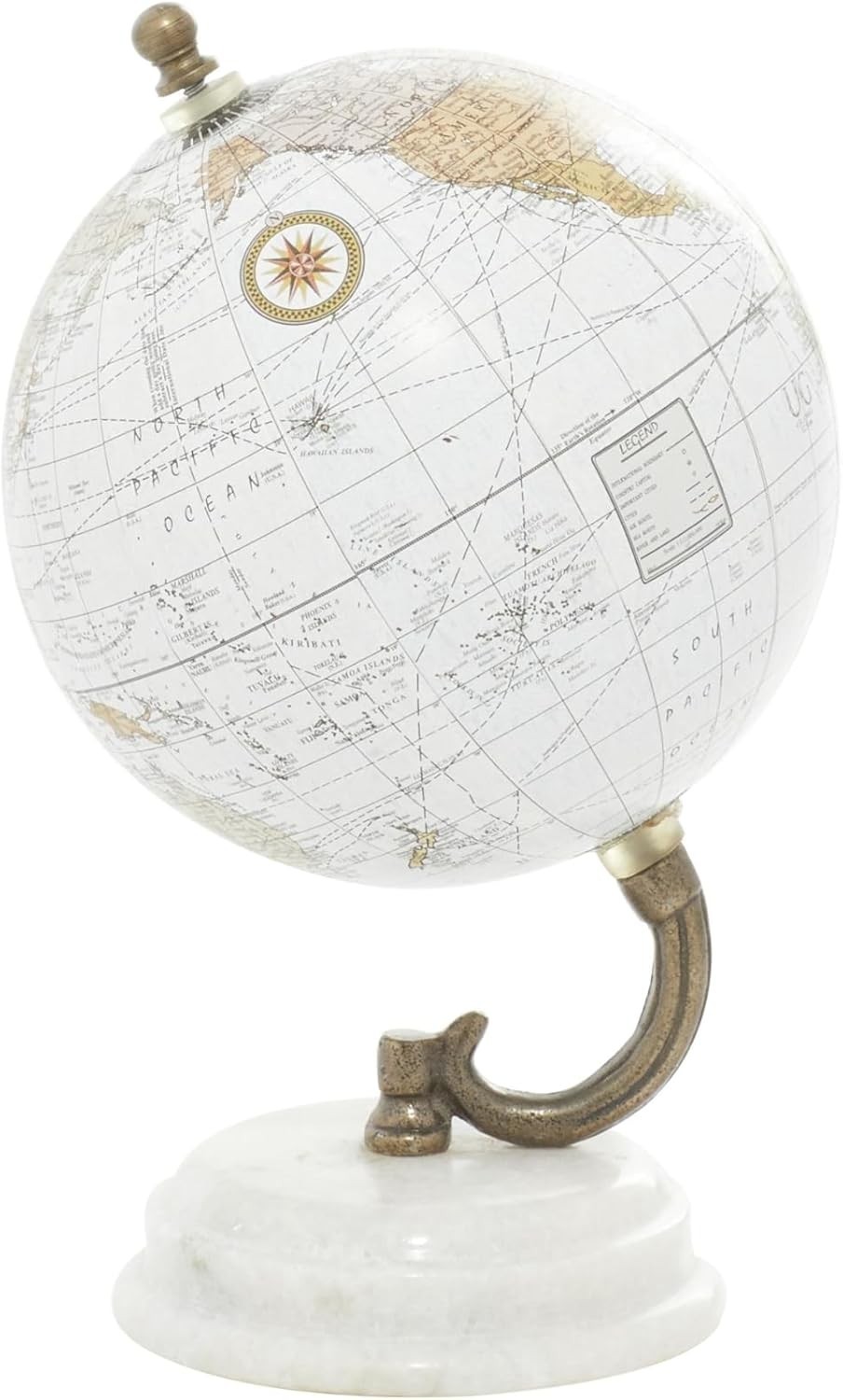Deco 79 Marble Globe White with Marble Base 5"x5"x8" Tabletop Decor