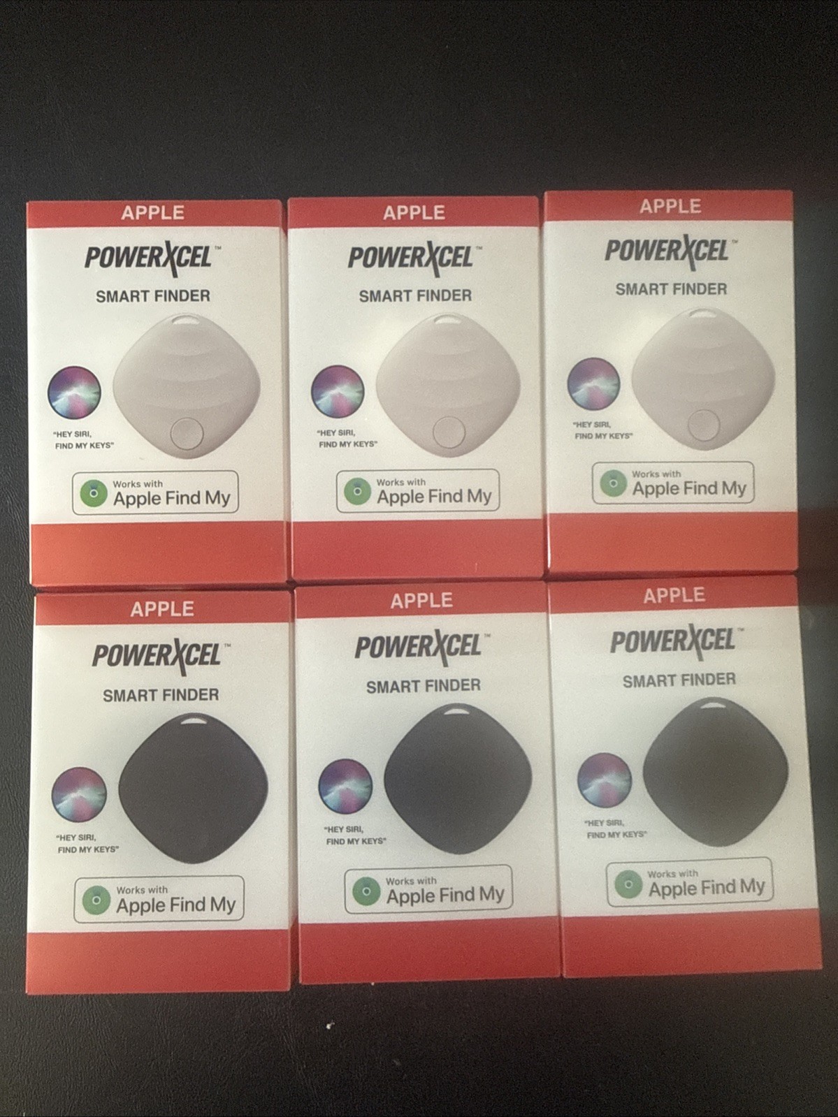Lot of 6 PowerXcel Smart Finder works with Apple Find My Black/White Airtag