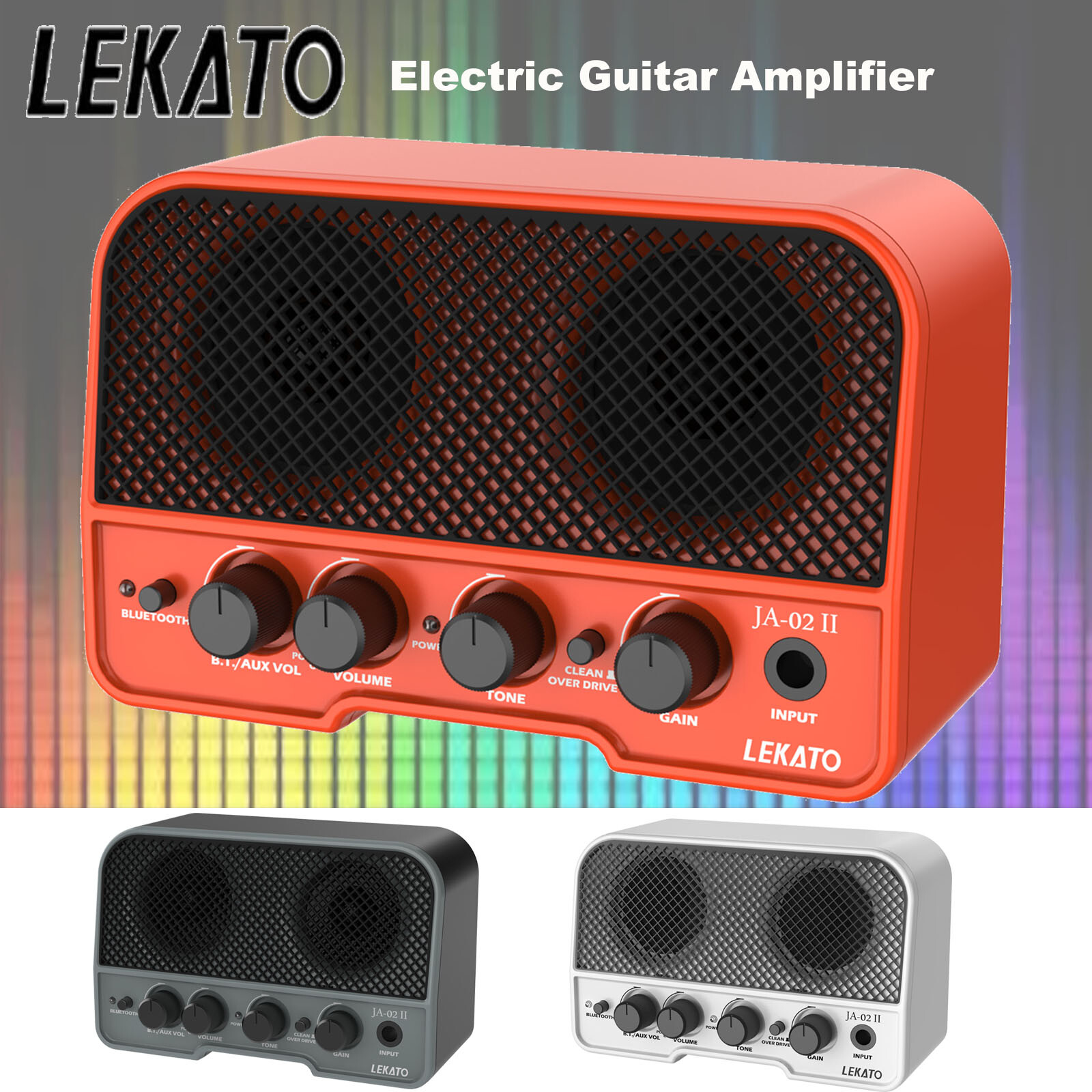 LEKATO Bluetooth 5.0 Guitar Amplifier Electric Amp 5W Rechargeable 2 Channels