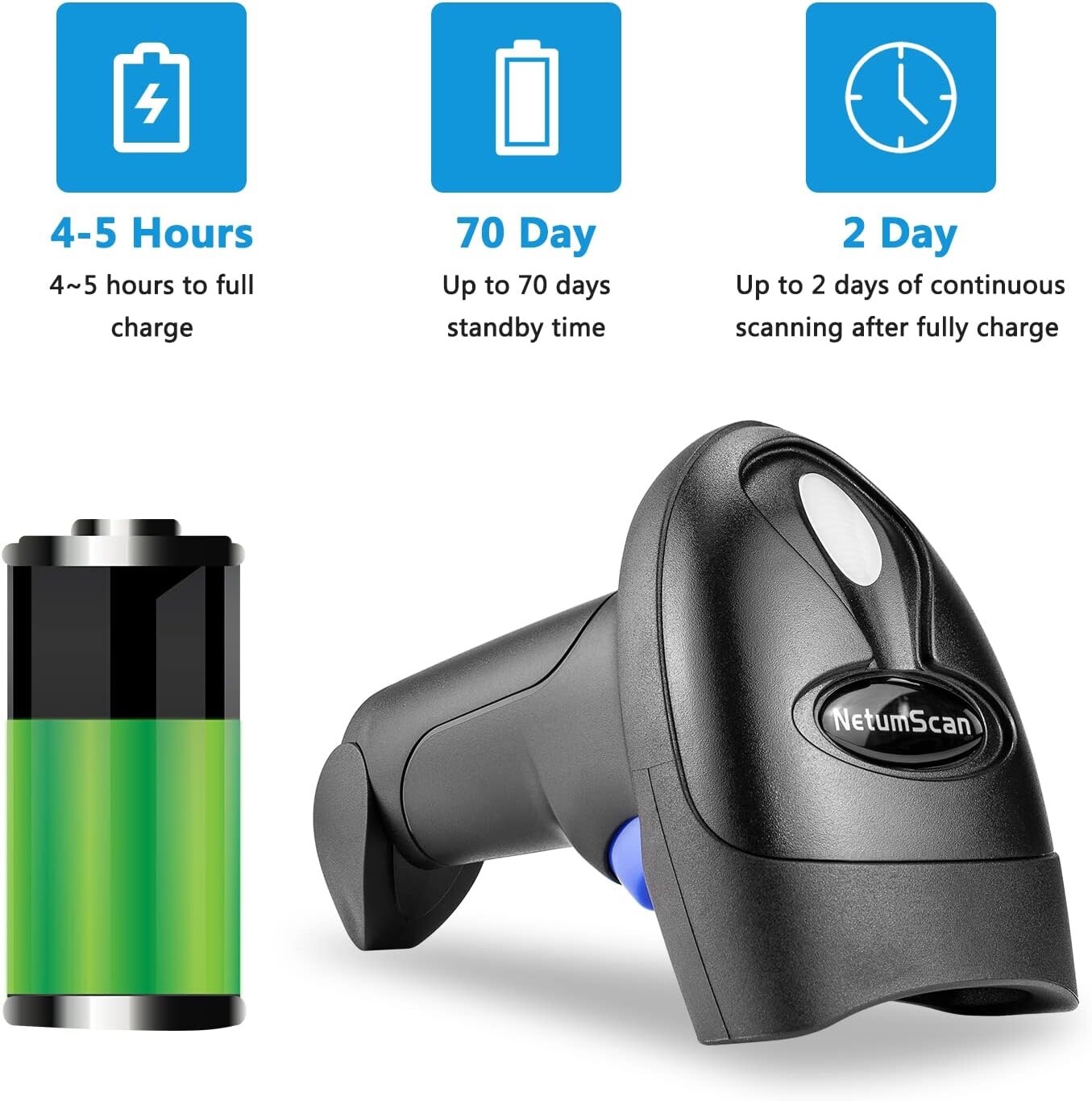 ☢️ NetumScan Portable Automatic Wireless Barcode Scanner with Stand NSL68LS-V ☢️