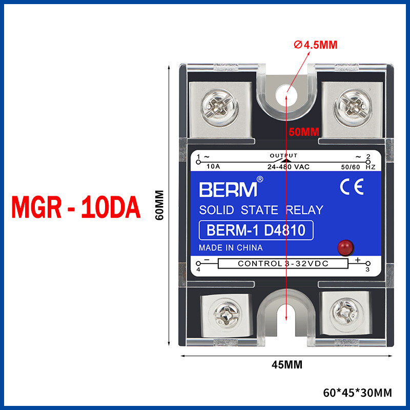 SSR Single Phase Solid State Relay 10A -100A DC-AC DC-DC AC -AC 3-32VDC/5-200VDC