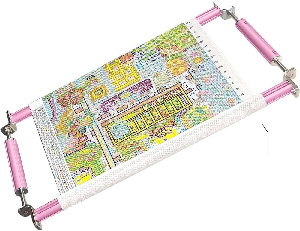 Heavy Duty 4 Slot Embroidery Clip Frame - Pink Needlepoint Scroll Frame