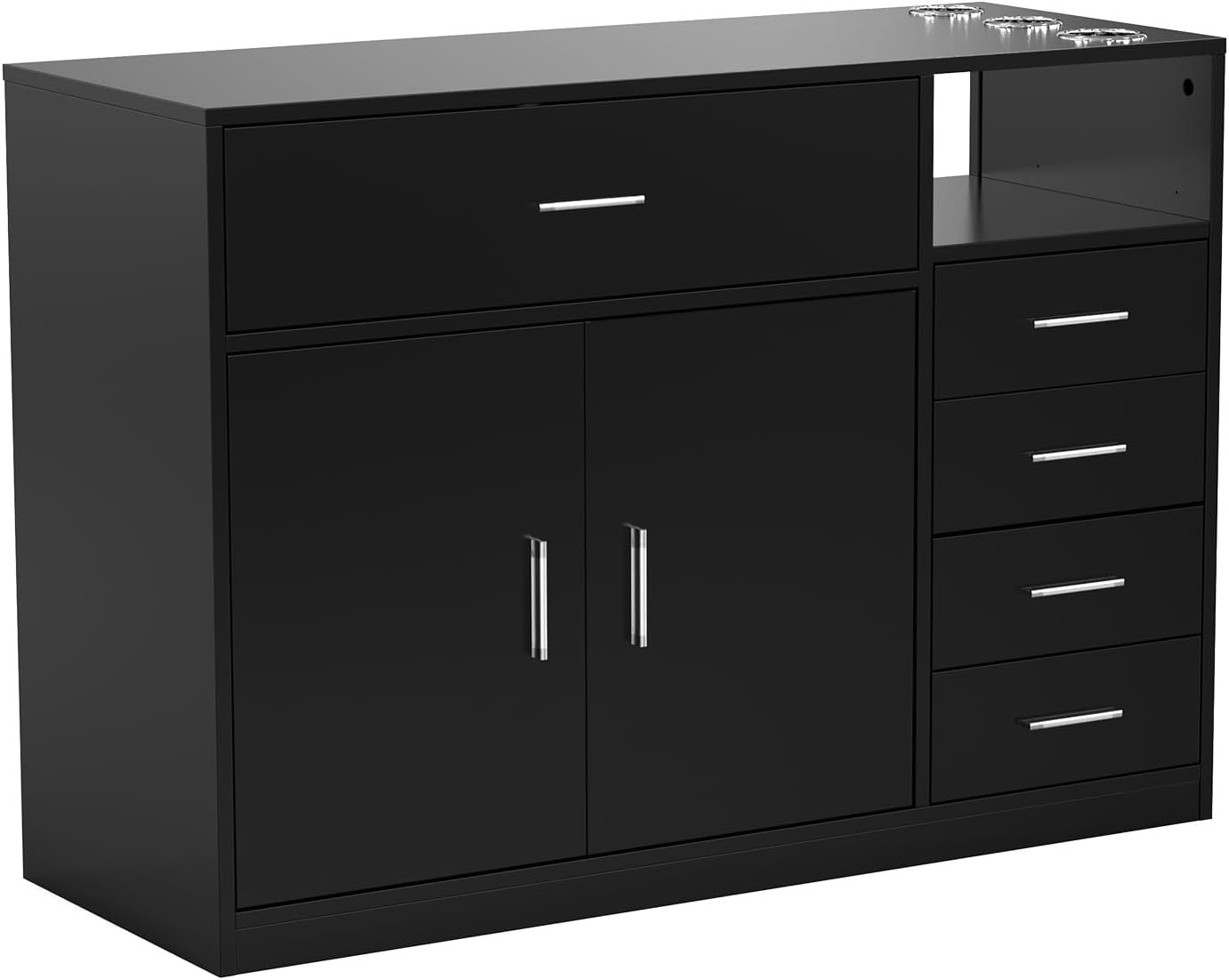 Barber Hair Styling Stations Salon Cabinet with 5 Drawers / Hair Dryer Holders