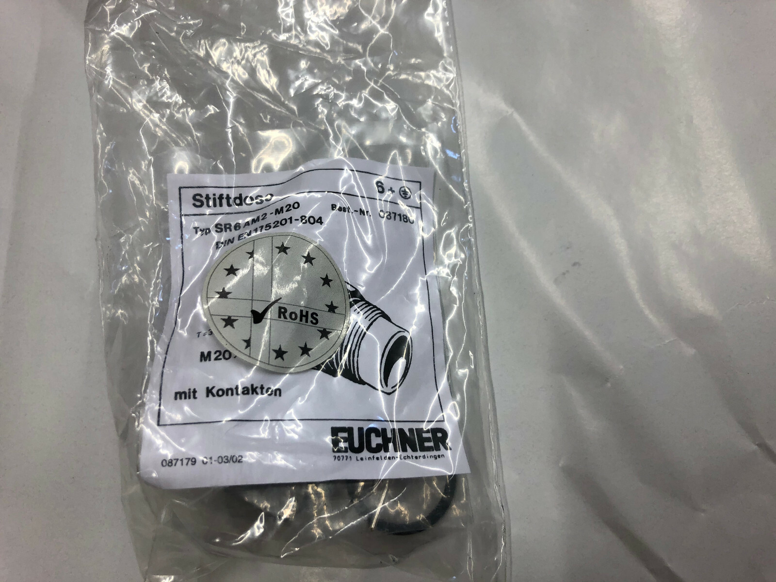 NEW Euchner SR6AM2-M20 Stiftdose #87180 M20 Plug