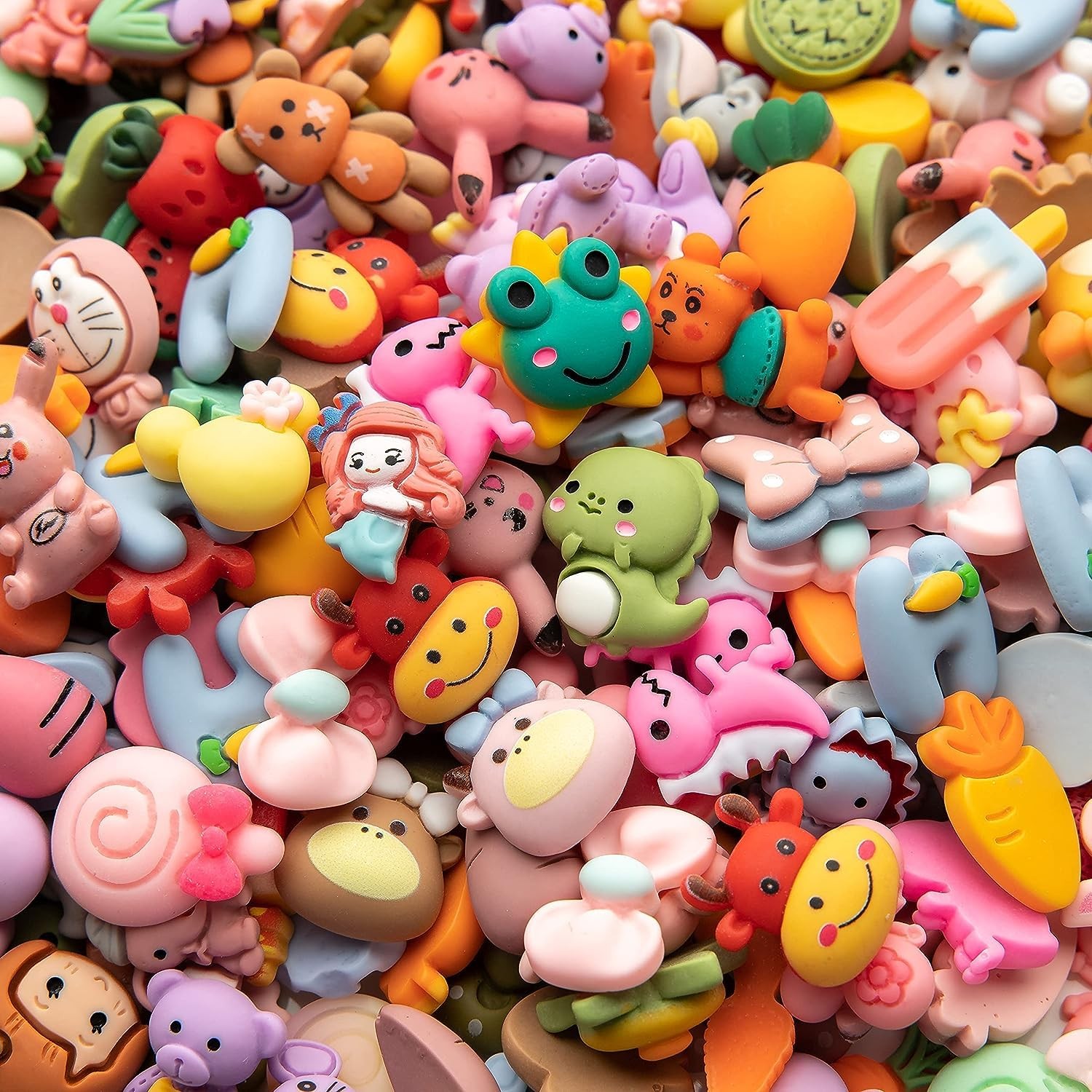 Slime Charms Cartoon Animal And Fruit Cute Set - Mixed Lot Assorted Fruit Res...