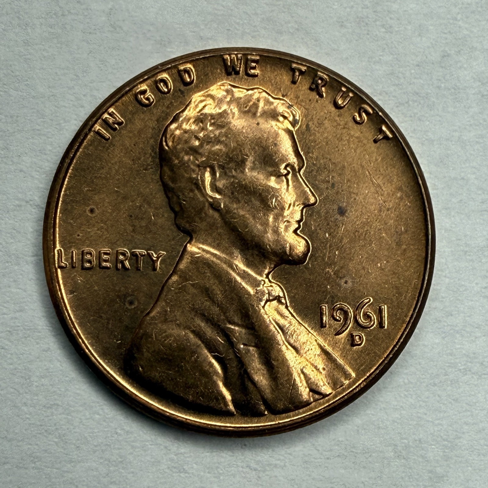 1961 D Lincoln Memorial Cent Liberty on Rim