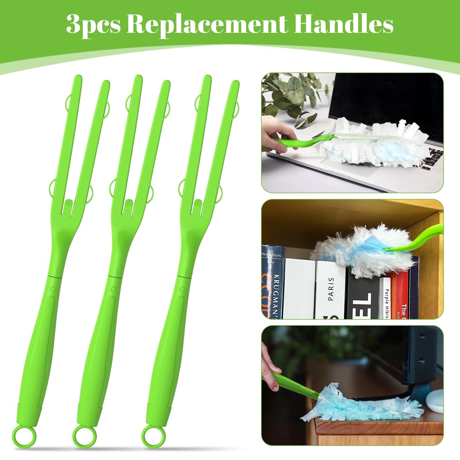 3 Pack Replacement Duster Handles – Compatible with Swiffer Duster Refills