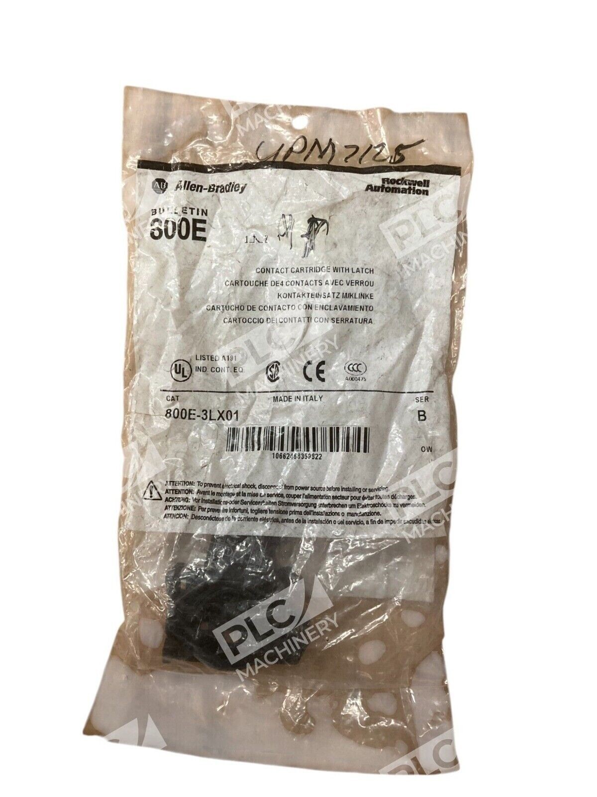 Allen Bradley 800E-3LX01 AB Non-Illuminated Contact Cartridge With Rockwell