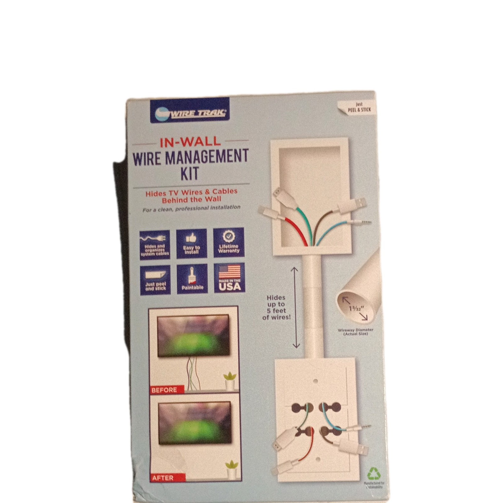 In-Wall Cable Management Kit TV Cord Hider Wire Concealer Wall Plate System