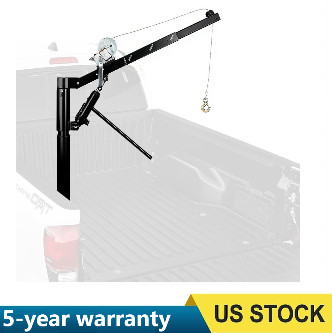 💎??1000 LBS Pickup Truck Bed Crane Hydraulic Hoist with Manual Winch 360° Swive