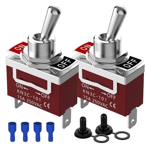 Waterproof Toggle Switch,  SPST 2Pin ON/Off Marine 12V DC Spade ON/OFF-2