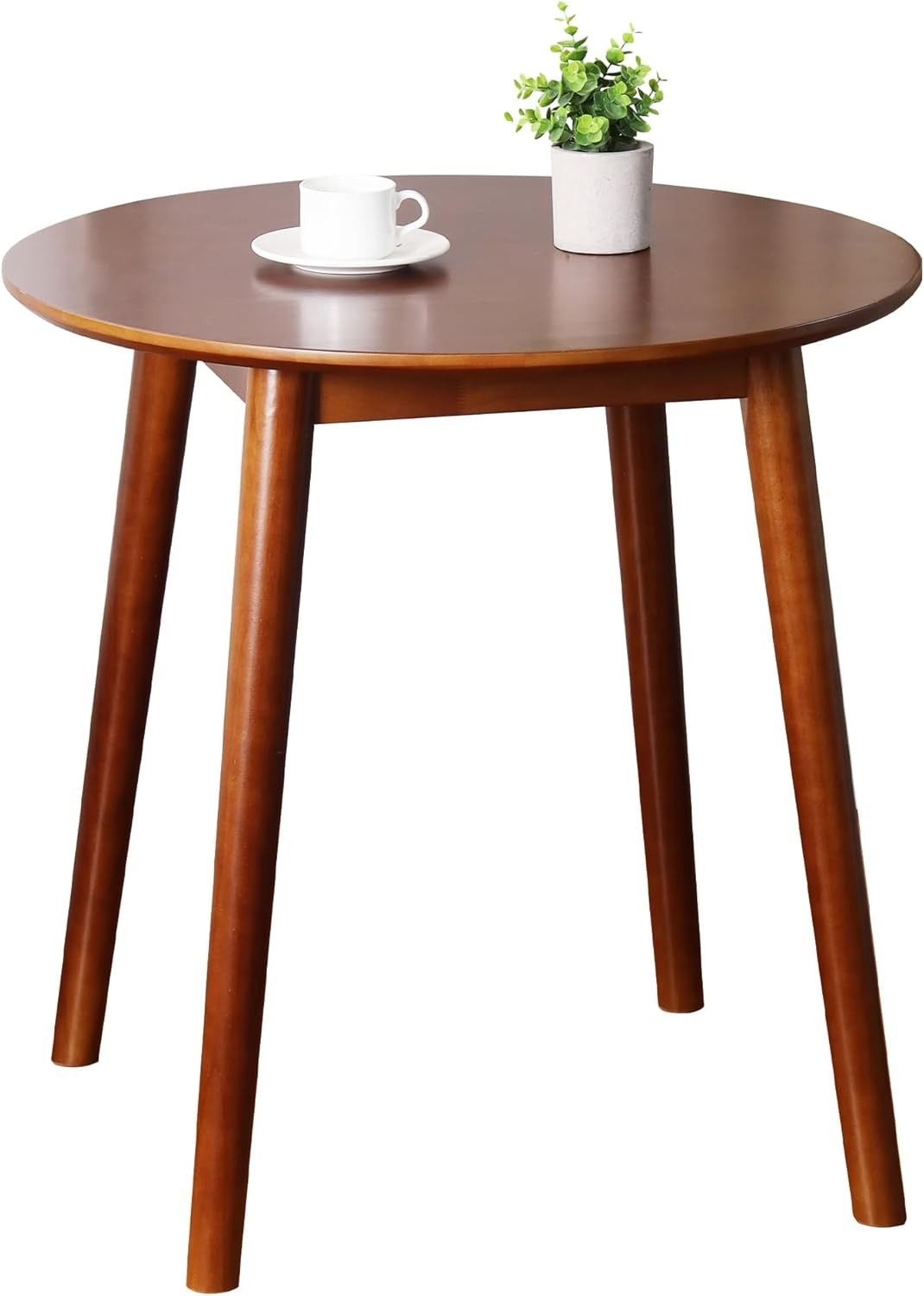 28.3" Small Round Dining Table 2 Wooden Space-Saving Kitchen Dinner Table Rustic