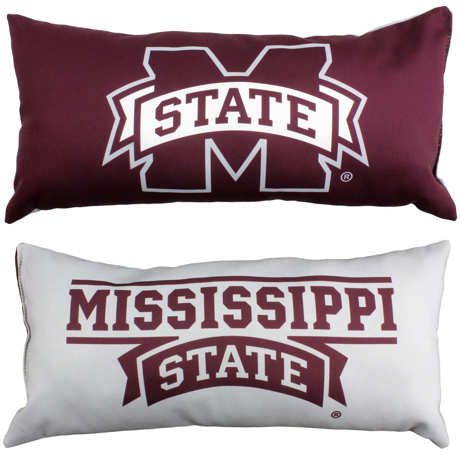 Mississippi State Bulldogs 2 Sided Bolster Travel Pillow, 16" x 6", Made in the