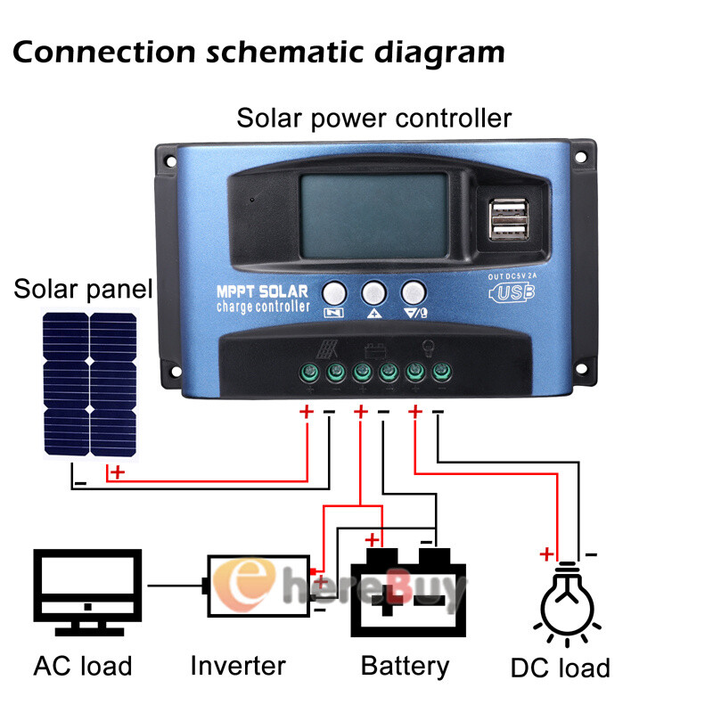 100A Solar Charge Controller Solar Panel Battery 12V/24V Timer Setting MPPT Auto