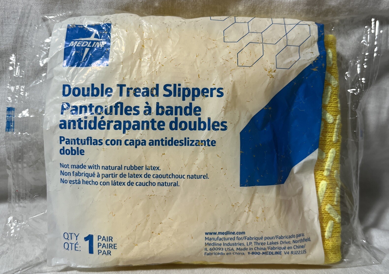 Medline Double Tread Slippers Socks XL Non Skid Latex Free NEW Skid-Resistant
