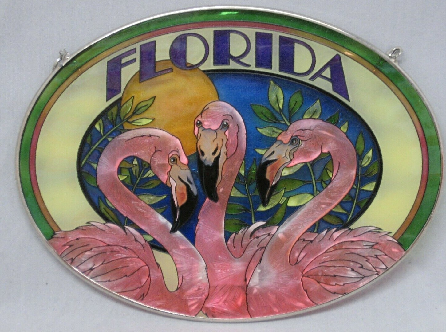 Amia Florida Flamingo  6890 Large Oval Suncatcher , 6-1/2-Inch W by 9-Inch L,