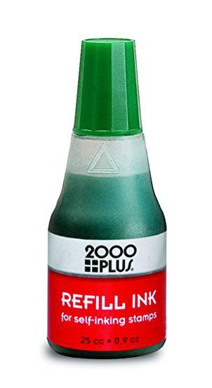 Cosco Self-inking Stamp Refill Ink, 25cc (0.9 Oz) Drip Spout Bottle, Green Ink