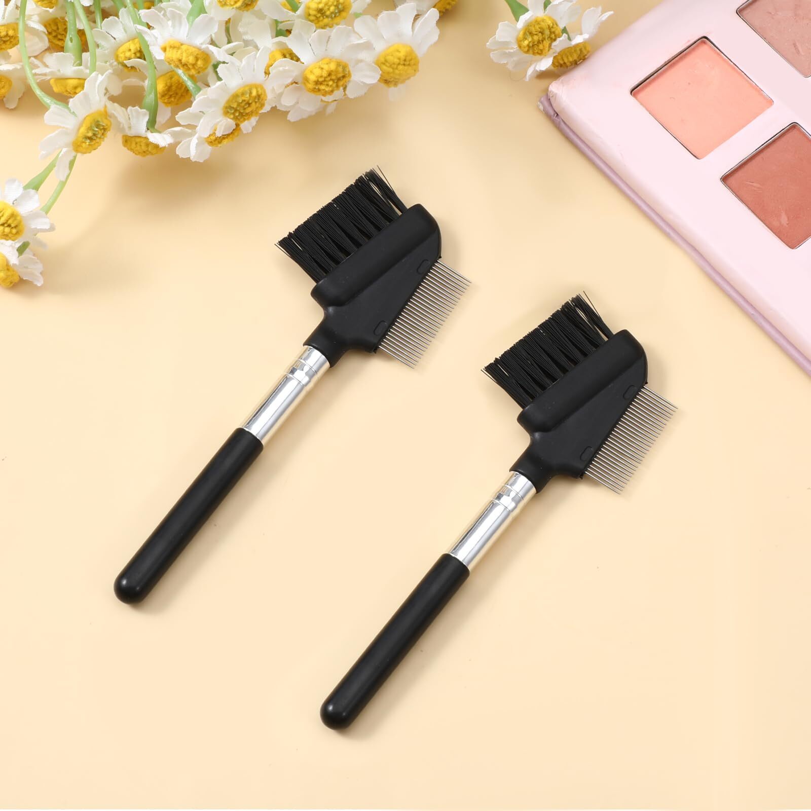 Small Eyelash Comb 2 Pack Metal Eyelash Brush Eyelash Separator Tool Eyebrow ...