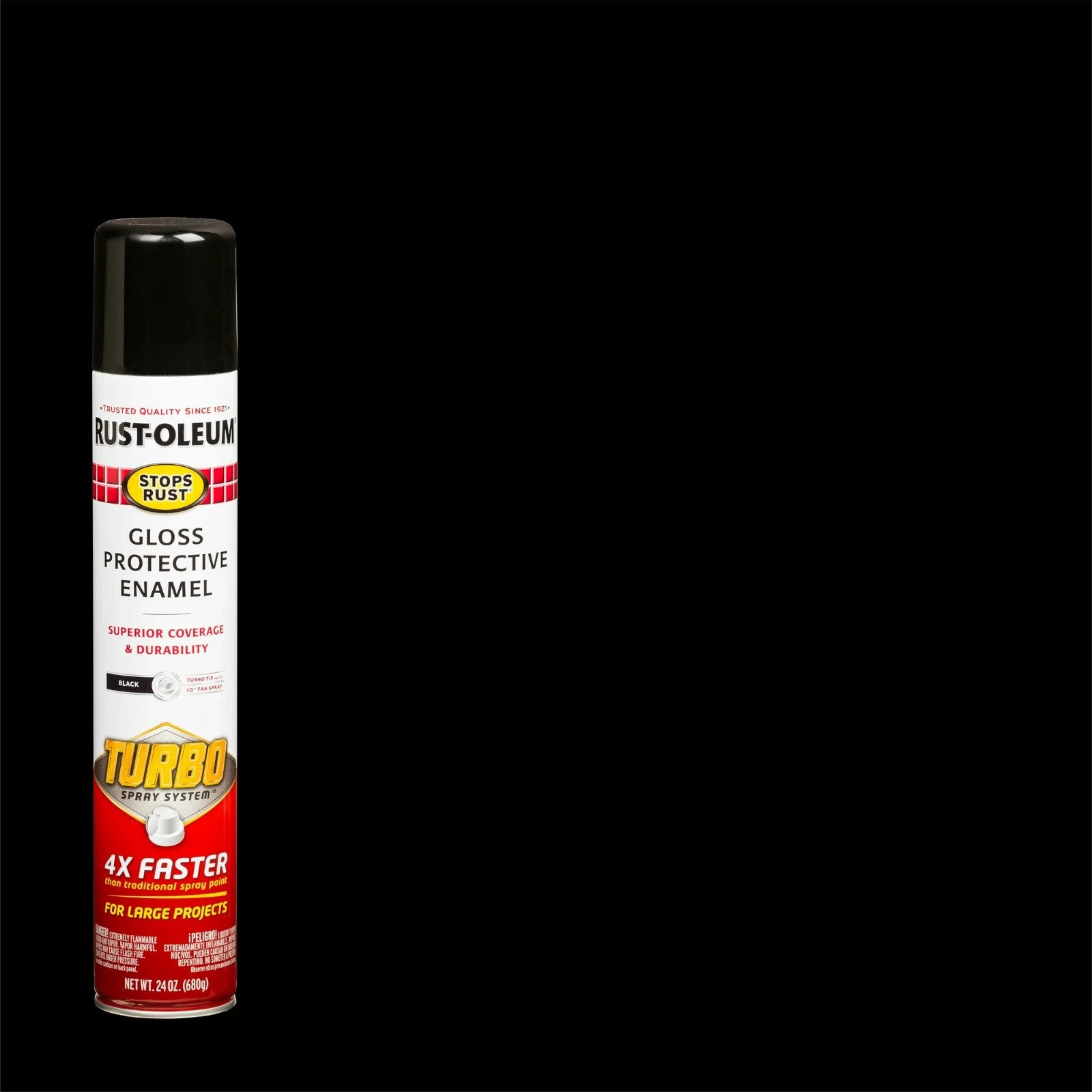 Rust-Oleum 334128 Stops Rust Turbo Spray Paint, Gloss Black - 24 oz