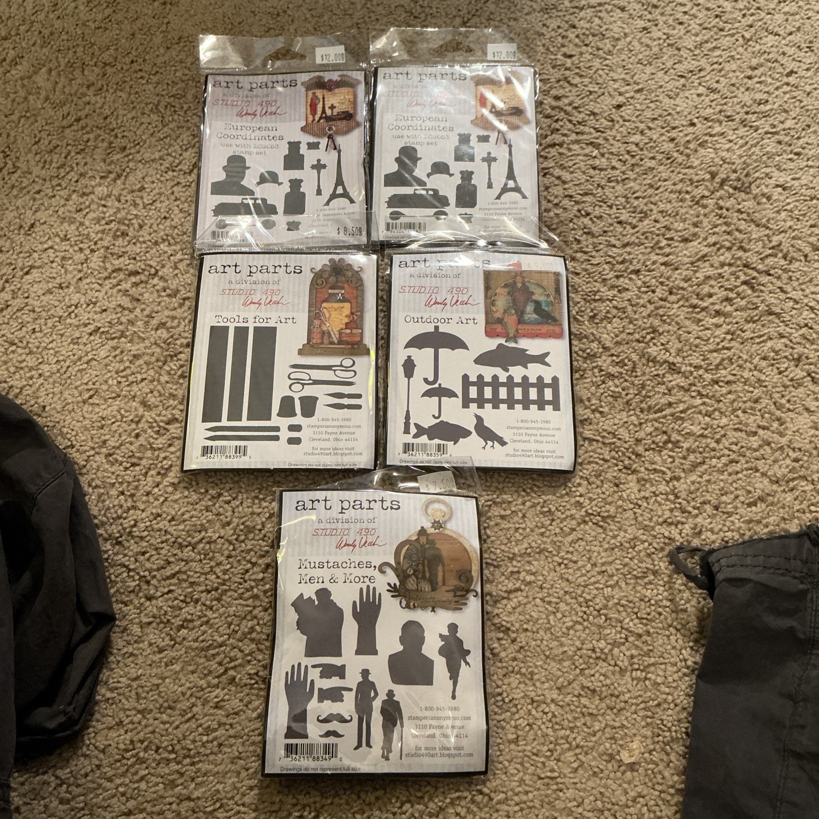 (5) NEW Studio 490 Wendy Vecchi Art Parts-mustaches-men-outdoor-tools-European