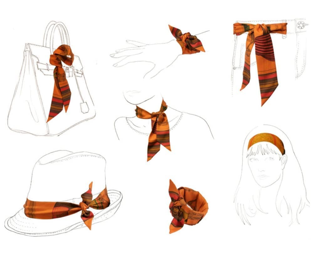 100% Mulberry silk Scarf Head Hair Ribbon Bag scarf Handbag Handle wrap Tie B...