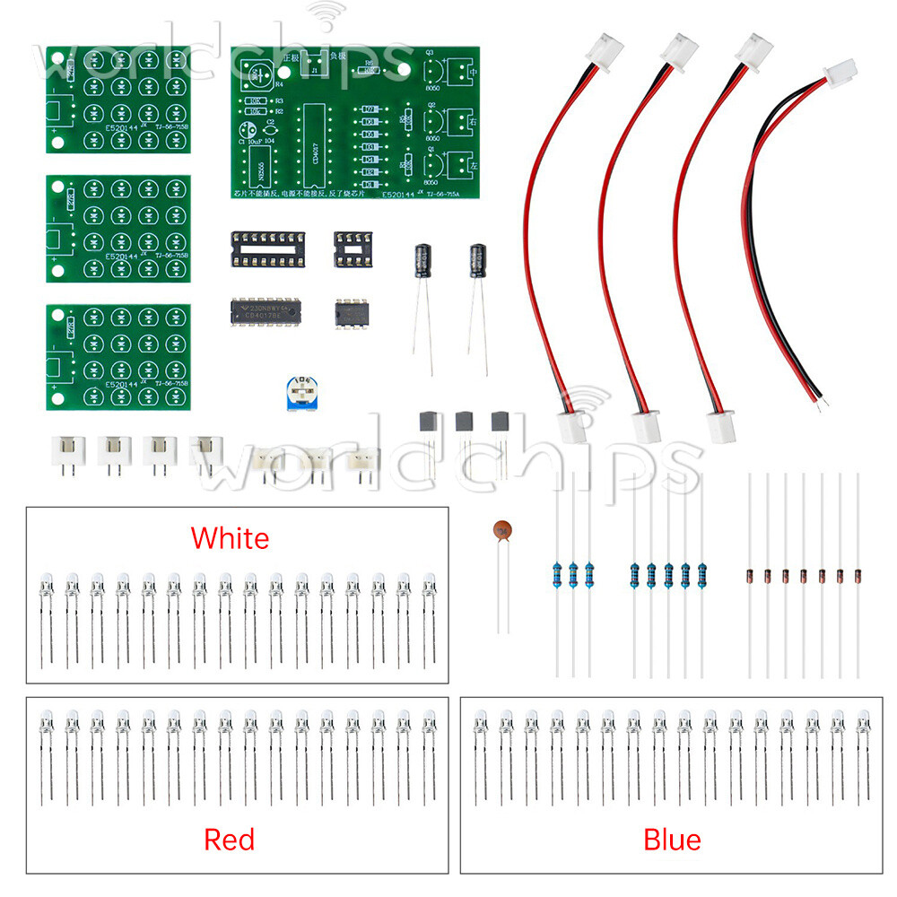 CD4017 + NE555 Flash Light DIY LED Electronic Kit Soldering Learning Project