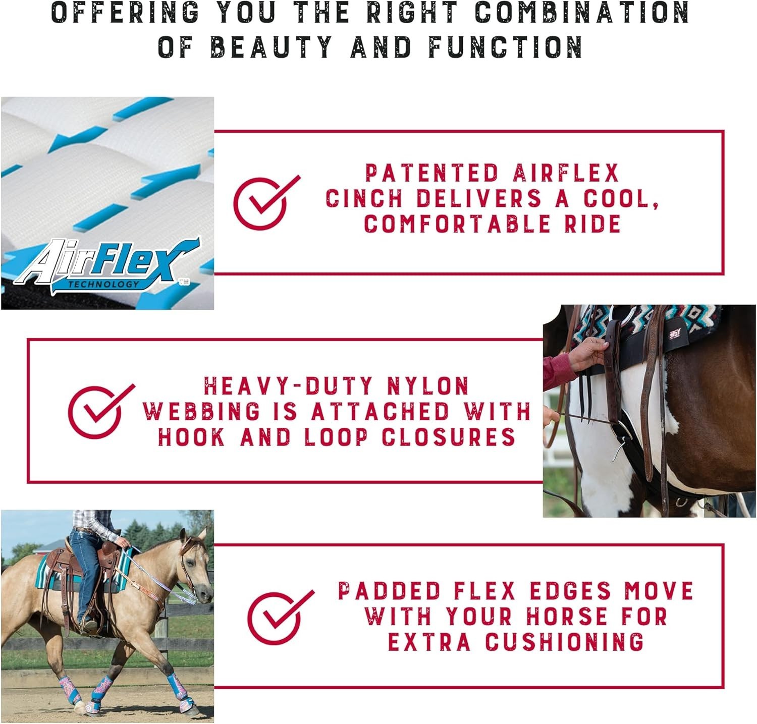 AirFlex Roper Horse Cinch, Black - Lightweight & Comfortable