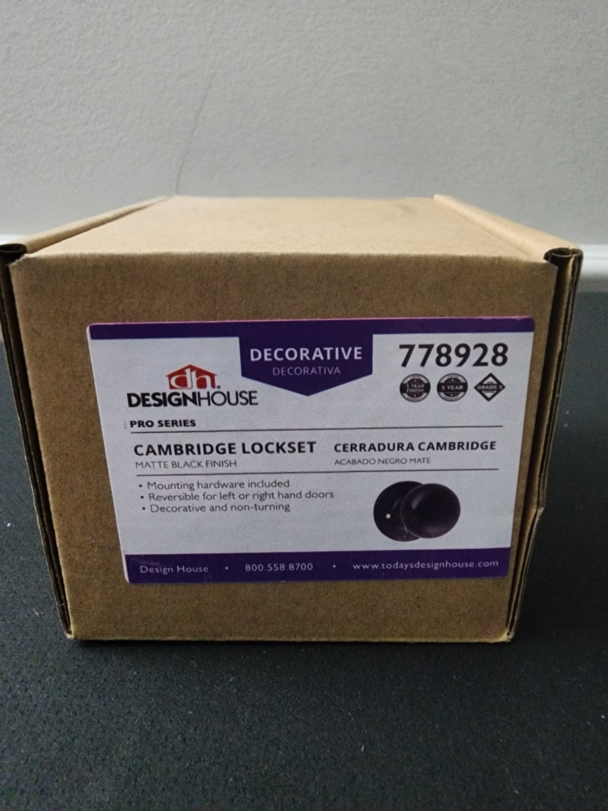 Design House Dummy Door Knob Cambridge Round Knob Style 778928 Brand New Black