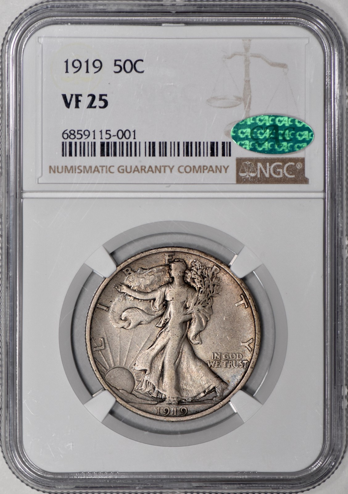 1919 Walking Liberty Half Dollar 50c NGC VF25 CAC