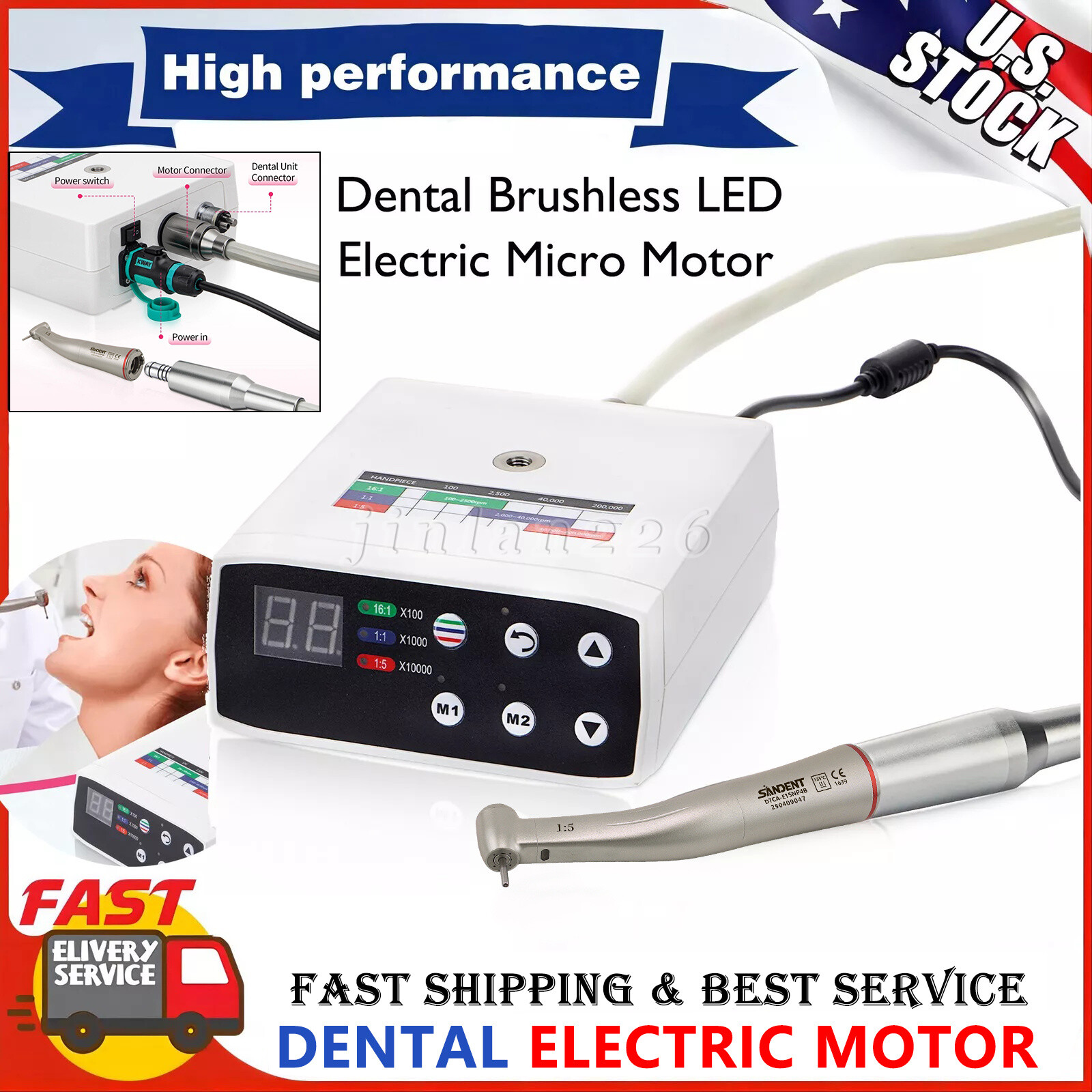 New Dental Brushless Micro Motor 1:1/1:5 Increasing Handpiece Fit KaV NSK Style