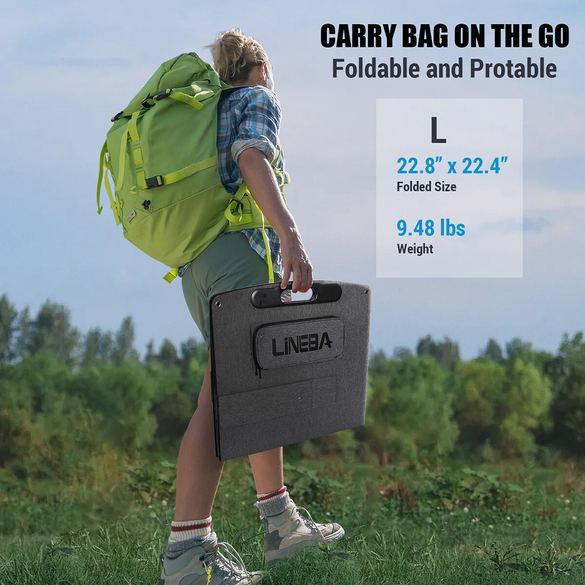 LINEBA 200W Lightweight Portable Solar Suitcase Foldable Solar Panel For Camping