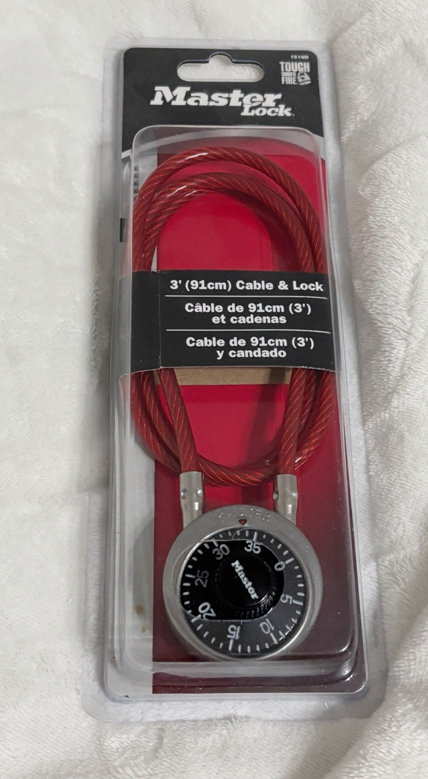 Master Lock, 1519D Touch Under Fire 3 ft. Red Cable and Lock