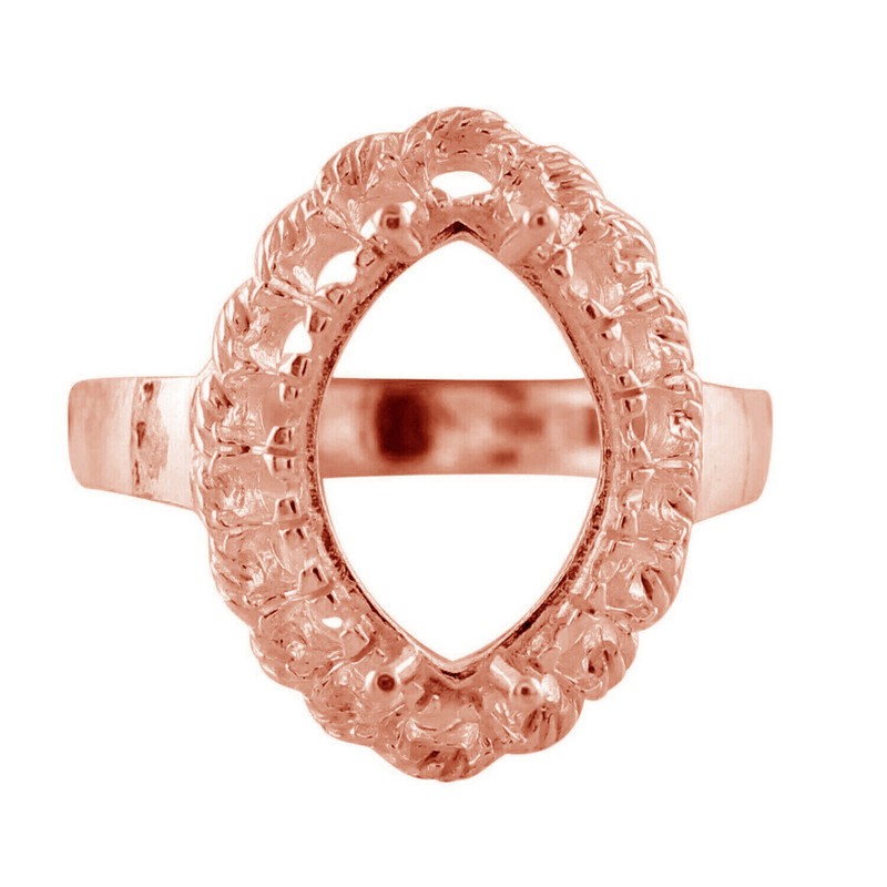 Semi Mount Causal Ring 9X14MM Marquise Shape Faceted Cut Sterling Silver