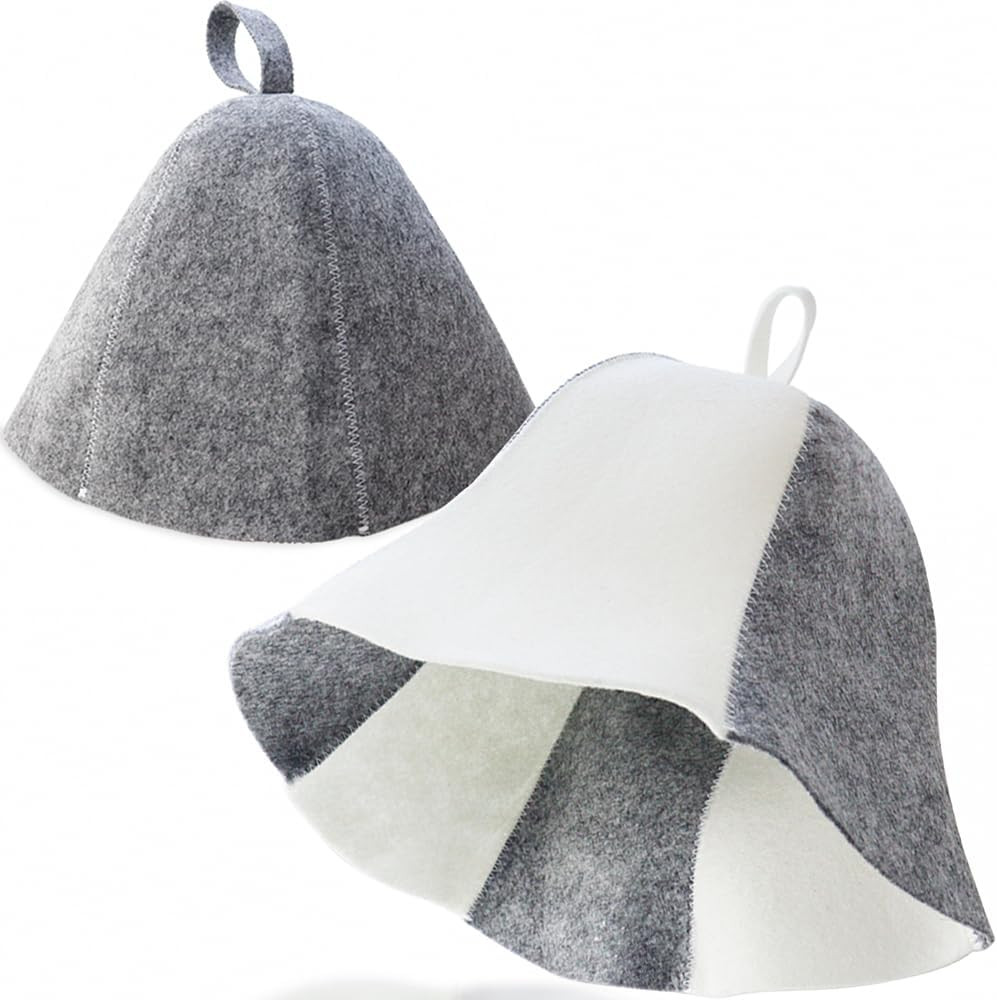 2 Pack Sauna Hat Wool Felt Banya Cap Heat Protection Spa Bath Unisex